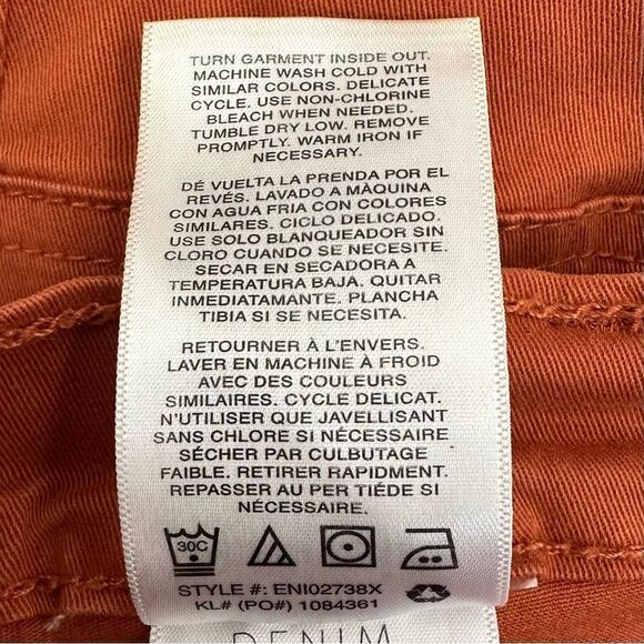 NWT Kensie Jeans Orange High Rise Tie Belt Straight Leg, Sz 4/27 - Picture 11 of 12